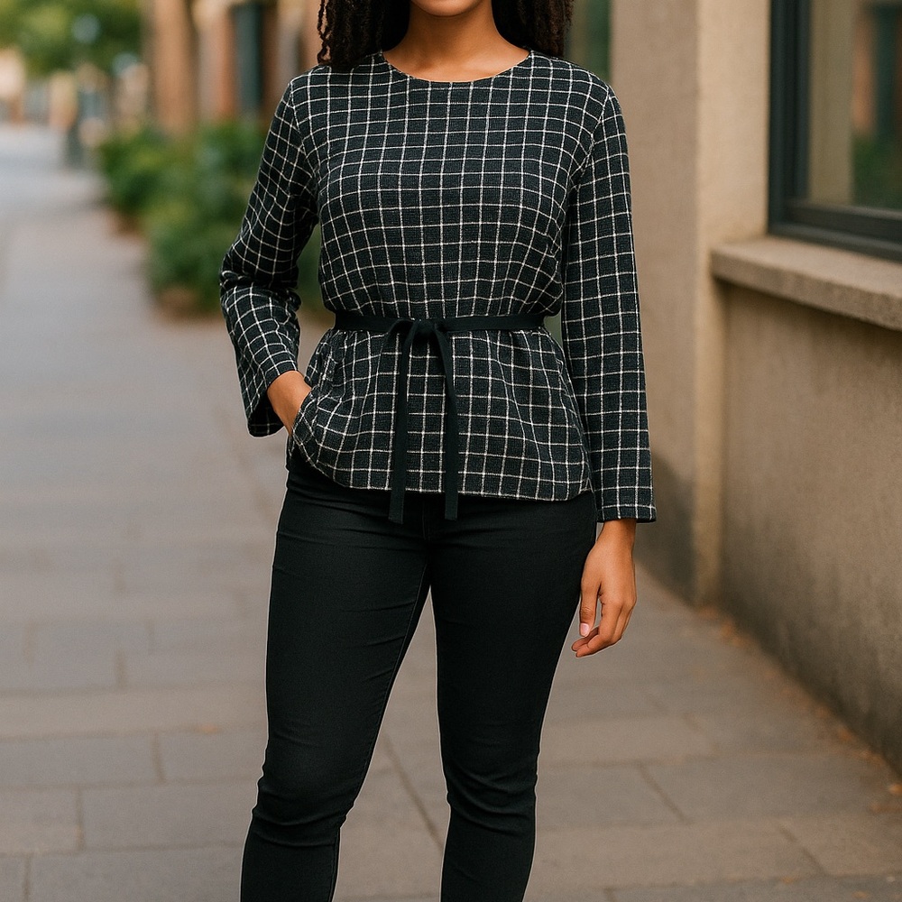 Black and White Checkered Women's Top